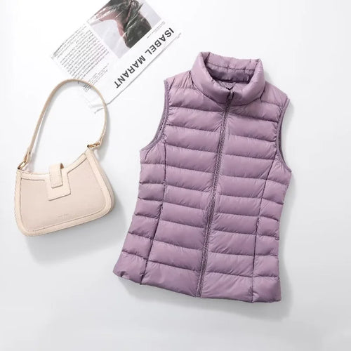 11 Colors Women Vest 2023 New Spring Female Windproof Lightweight Warm Waistcoat Sleeveless Puffer Coat White Duck Down Parka