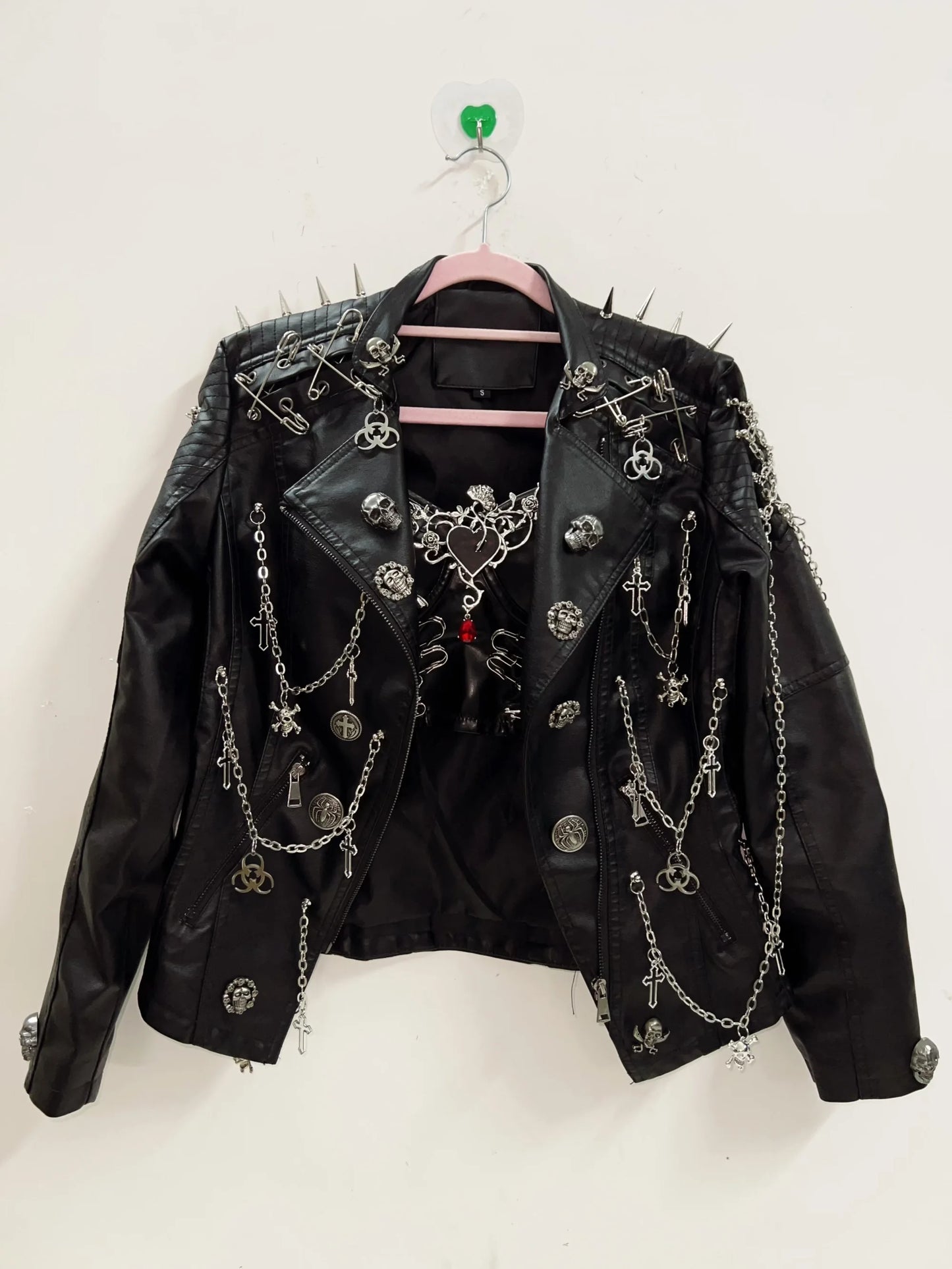 Rivets Jacket  Skull  Jacket  vintage Jacket Punk Jacket y2k Jacket y2k fashion Gothic Jacket harajuku fashion Cross Jacket