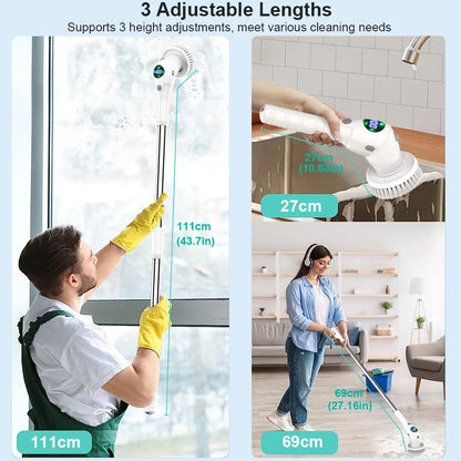 Electric Cleaning Brush Household Multifunctional Cleaning Brush For Bathroom Toilet 8 in 1 Home Electric Cleaning Brush SD-808