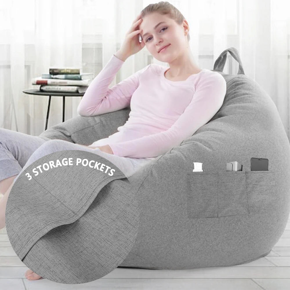 Large Small Lazy Sofa Cover Chairs Without Filler Linen Cloth Lounger Seat Bean Bag Pouf Puff Couch Tatami Living Room Bedroom