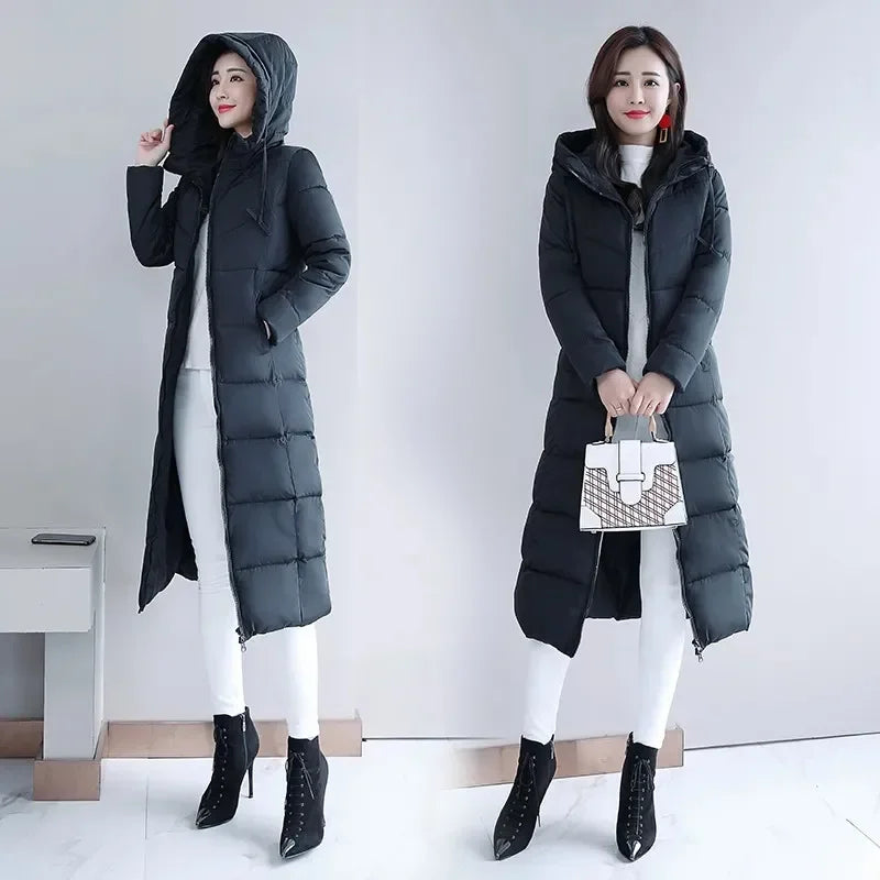 2024 Long Straight Winter Coat Women Casual Down Jackets Slim Remove Hooded Parka Oversize Fashion Outwear Plus Size 5XL WT 1 Kg