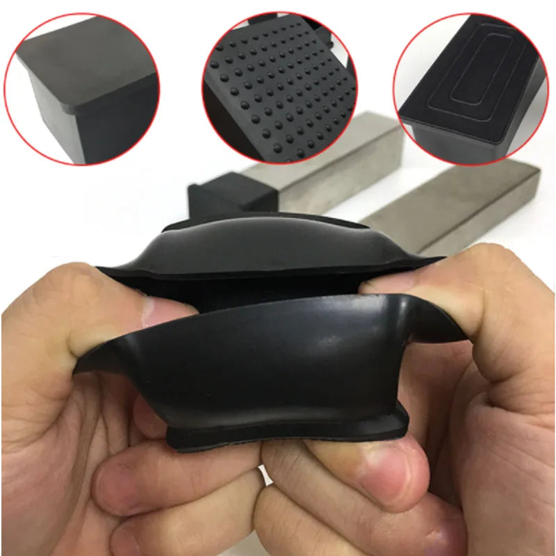 PVC Table Chair Leg Tips Caps Floor Protector Non-slip Floor Square Rubber Feet Pads Black 10x10mm~60x60mm