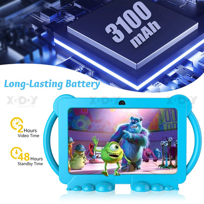 XGODY 7 Inch Android Kids Tablet PC For Study Education IPS Screen 4Core WiFi OTG Children Tablets Cute Protective Case Optional