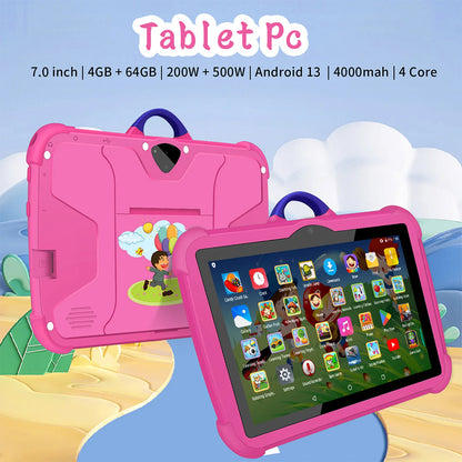 New 7 Inch Global Version Tablets Android 13 Quad Core 4GB RAM 64GB ROM Learning Education Kids Tablet PC For Children's Gifts