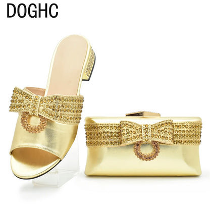 New Arrival Italian Shoe and Bag Sets Ladies Shoes with Matching Bags Set with Rhinestone Shoes for Women 2024 Designer Luxury