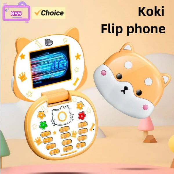 2023 New Cute Mini Koki Mobile Phone Flip Cartoon Kids Children Dual Sim 2G GSM Keyboard Botton MP3 Player Unlocked Cellphone