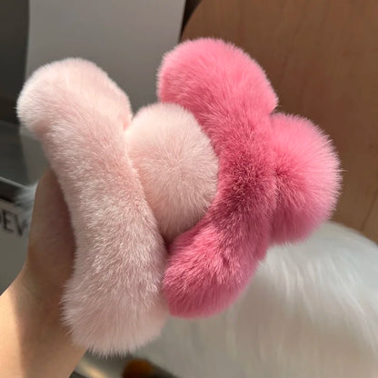 New Faux Fur Big Crab Hair Clips Rabbit Large Hairpins Head Temperament Clips New Cute Plush Hair Scratching Ponytail Hair Claws