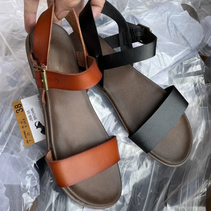 Summer Trend New Women Shoes Simple Buckle Open Toe Fashion Casual Roman Ladies Sandals Soft Comfortable Beach Shoe PLus Size