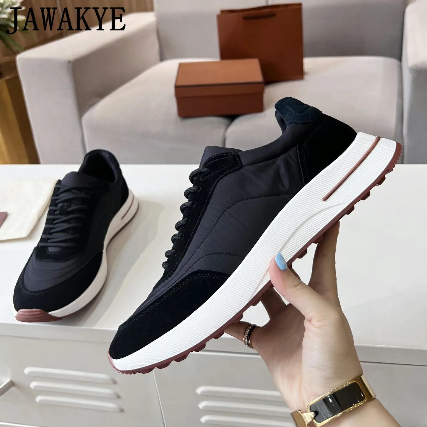 Italian Brand Male Sneakers Casual Business Shoes For Men Round Toe Lace Up Walking Loafers Men's Shoes