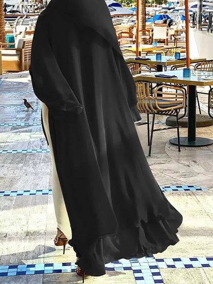 ZANZEA Fashion Muslim Hijab Abayas For Women Chiffon Open Abaya Kimono Dubai Turkey Islam Kaftan Casual Cardigan Femme Caftan