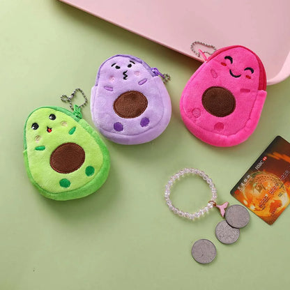 Avocado Plush Purse Kawaii Cute Key Case Bags Small Coin Bags For Women Boys Girls Gift Mini Handbag