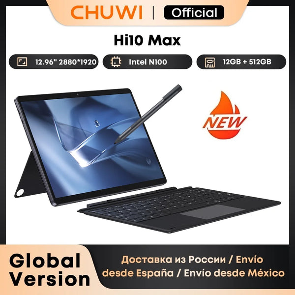 CHUWI Hi10 Max Tablet 2 In 1 Tablet PC 12.96inch 3K Display Core N100 Laptop 12GB RAM 512GB ROM Windows 11 Tablets 2.4G/5G WiFi