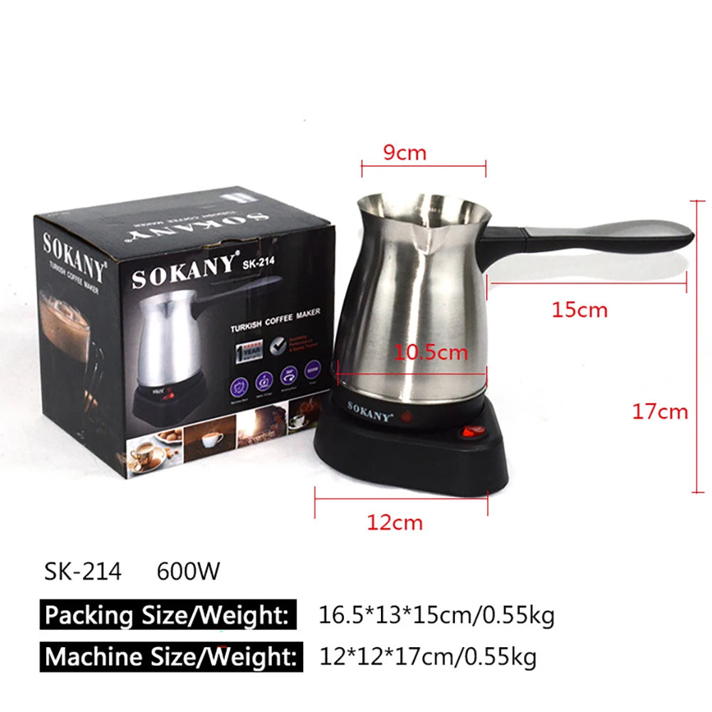 500ML Turkish Coffee Maker Machine Electric Kettle Portable Stainless Steel Teapot Water Boiler 220V Tea Pot 5 Cup Home 주전자 전기포트