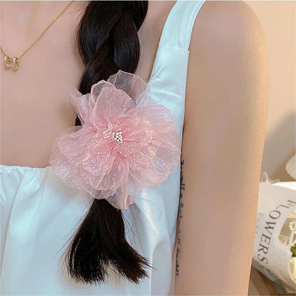 Super Fairy Organza Flower Women Hair Clips Bright Color Large Side Clips Bangs Clips Vacation Style Barrettes Hairpin Headwear