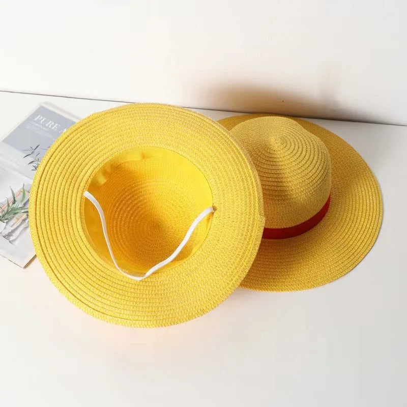 New Luffy Straw Hat Anime Cartoon Cosplay Accessories Caps for Women Men Children Fashion Cute Summer Yellow Sun Hat Sunshade