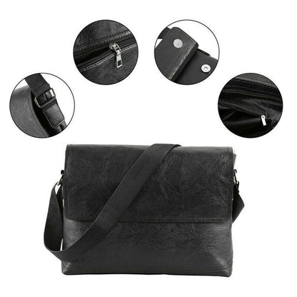 Men's Leather Bags Business Casual PU Single Shoulder Crossbody Bags Multifunctional Vintage Handbags Men's Gifts