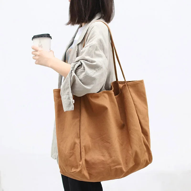 New Women Handbags Reusable Canvas Shoulder Bags Multifunctional Large Capacity Shopping Bag Casual Hand Bag Bolsas Feminina