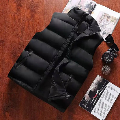 Mens Vest Jacket Warm Sleeveless Jackets Winter Waterproof Zipper Coat Autumn Stand-up Collar Casual Waistcoat Brand Clothing