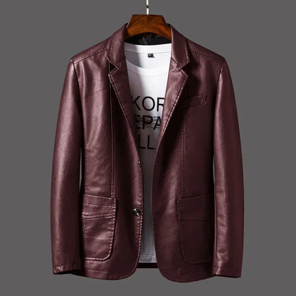 Spring And Autumn Biker Leather Men's Jacket Leather Jacket Men's Slim Suit Men's Motorcycle Leather Fashion Jacket Causal Coat