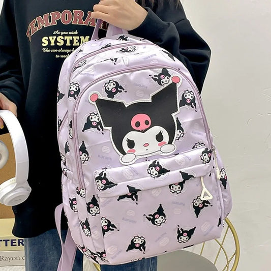 2024 Sanrio Cute Kuromi Melody Cinnamoroll Large Capacity Backpack Boys Girls Cartoon Hello Kitty Kawaii Canvas Schoolbag