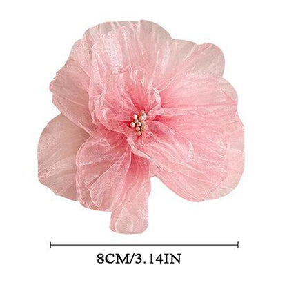 Super Fairy Organza Flower Women Hair Clips Bright Color Large Side Clips Bangs Clips Vacation Style Barrettes Hairpin Headwear