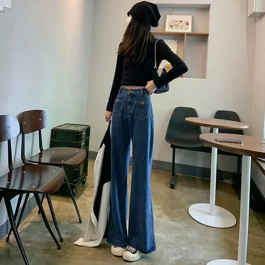 Blue Women's Jeans High Waist Shot Trousers Straight Leg Pants for Woman Cheap Harajuku Fashion Basics Luxury Designer Summer R