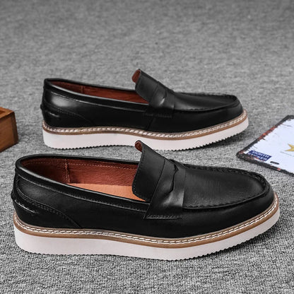 Fashion Genuine Leather Men Casual Shoes Business Slip On Handmade Shoes Hot Sale Brand Luxury Classic Men Shoes Flats Moccasins