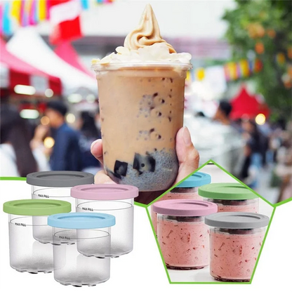 Ice Cream Pints Cup, Ice Cream Containers with Lids for Ninja Creami Pints NC301 NC300 NC299AMZ Series Ice Cream Maker