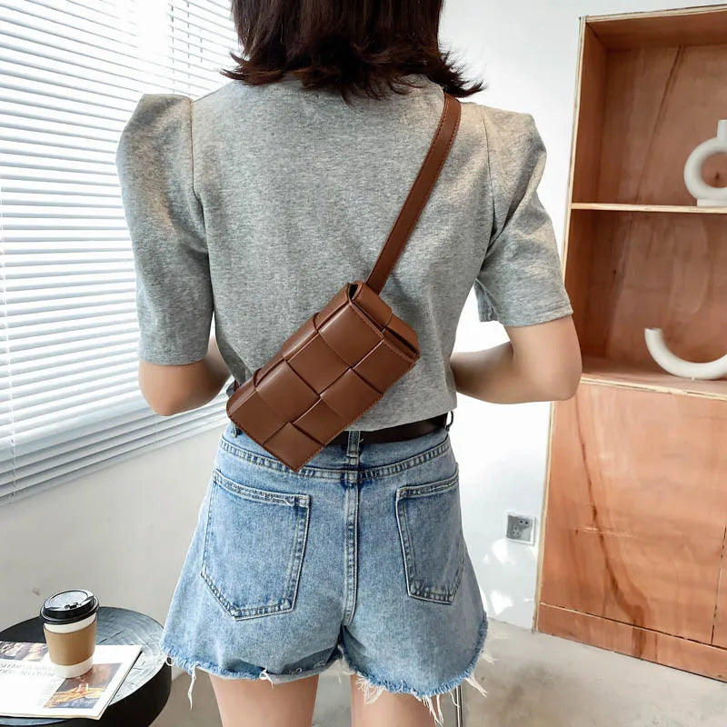 XOUHAM Women Shoulder Bags Literary Design Messenger Bag Trend Spring Summer Square Pocket Fashion Female Woven Chest Purse