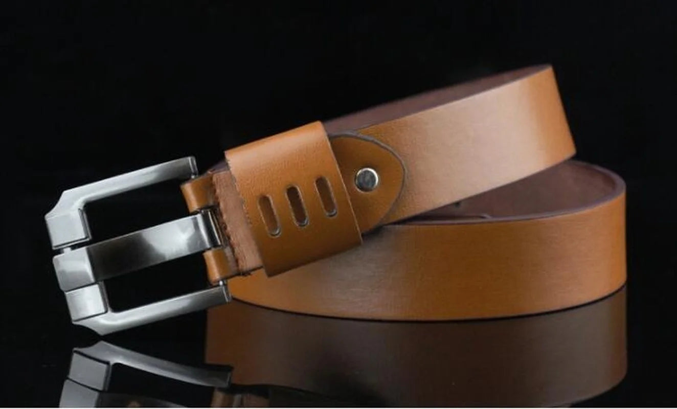 New Men's Luxury Leather Belt Pin Buckle Belts Men Alloy Buckle Fashion Male Vintage Waist Strap Soft Pu Leather Waistband 110cm