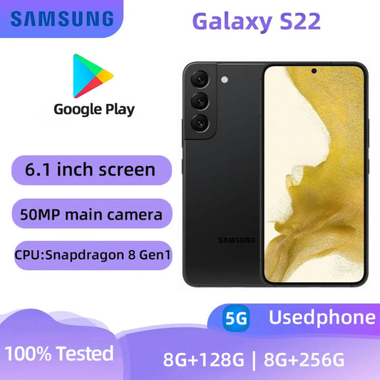 Samsung Galaxy S22 5G S901U1 128GB/256GB ROM Snapdragon 8 Gen 1 Octa Core 6.1" 50MP&12MP eSim 8GB RAM eSim Original Cell Phone