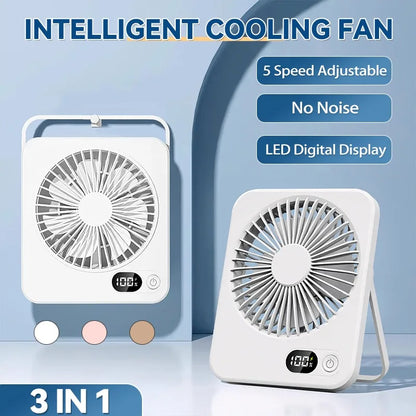 Desk Fan Small USB Portable Table Fan Rechargeable Cooling Fan 5 Speeds Powerful Wind Offices home fan