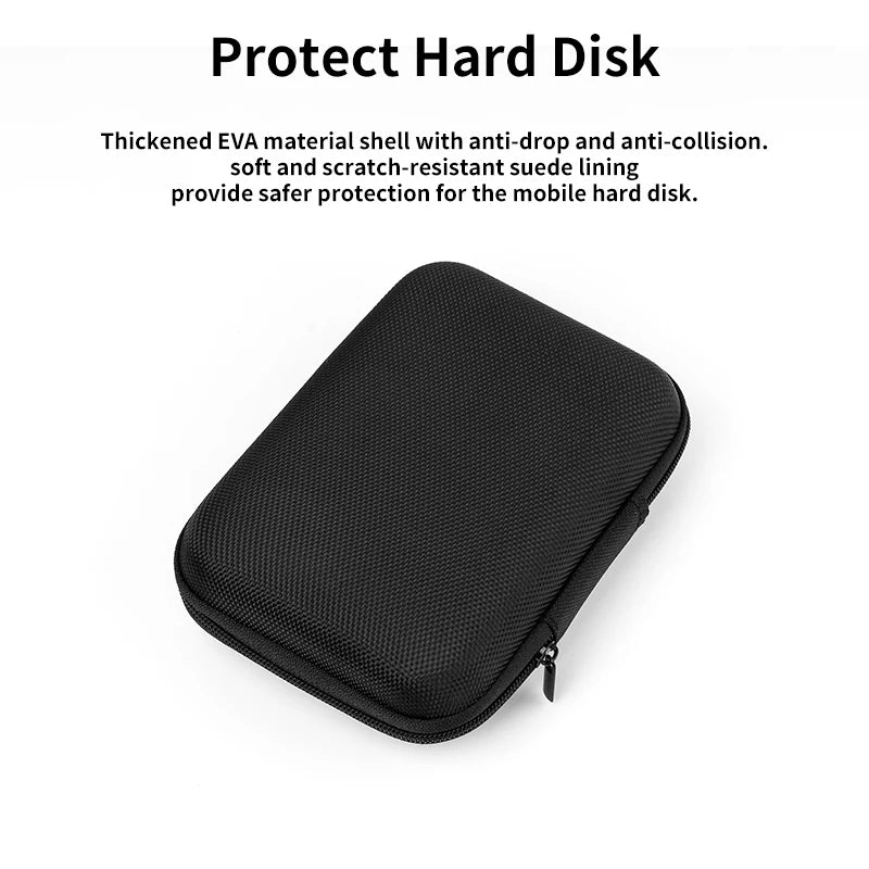 2.5'' Hard Disk Case Portable HDD Protection Bag for External 2.5 inch Hard Drive/Earphone/U Disk Hard Disk Drive Case Black