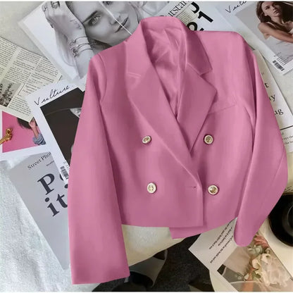 Fashion Short Women Blazers Elegant Female Suits Jacket Tops Casual   Solid Long Sleeve Office Lady Blazer Coat Spring Autumn