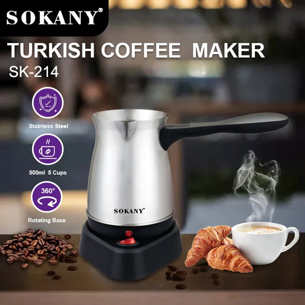 500ML Turkish Coffee Maker Machine Electric Kettle Portable Stainless Steel Teapot Water Boiler 220V Tea Pot 5 Cup Home 주전자 전기포트