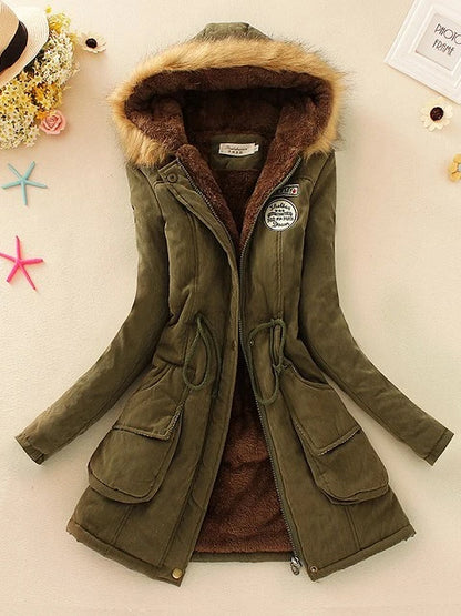 2023 New Autumn Winter Women Cotton Jacket Padded Casual Slim Coat Emboridery Hooded Parkas Wadded Warm Overcoat