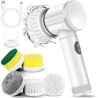 Electric Spin Purifier With 5 Replaceable Brushes, Electric Cleaning Brush, Handheld, Rechargeable, Shower Head