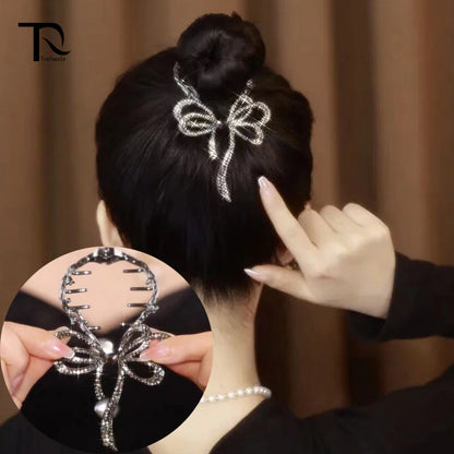 New Luxury Braided Glaring Bow Hair Clips Pearl Butterfly Hairpin Ponytail Buckle Hair Pin Claw Korean Clipper Accessories