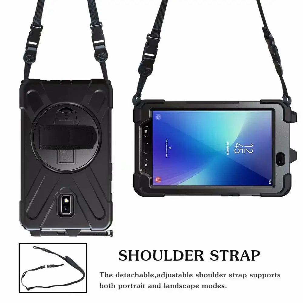 For Samsung Galaxy Tab Active 2 8.0 T390 T395 SM-T395 SM-T390 Case Kids Safe Shockproof Silicone PC Cover With Hand Strap