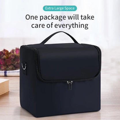 Large Makeup Carrying Train Case for Women, Travel Bag Storage Box,4 Tier Professional Nail Organizer Case with Adjustable