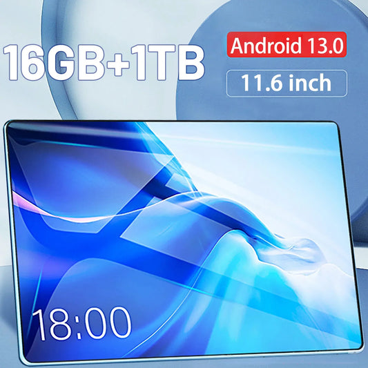 2024 Tablet Android 13.0 Brand New 11.6 inch 16GB RAM 1TB ROM Tablet 16MP 32MP 12000mAh 10Core WIFI Bluetooth Network Tablet