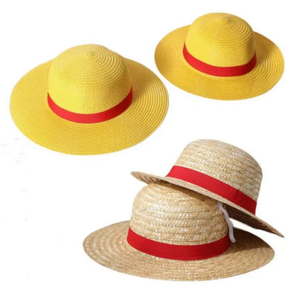 New Luffy Straw Hat Anime Cartoon Cosplay Accessories Caps for Women Men Children Fashion Cute Summer Yellow Sun Hat Sunshade