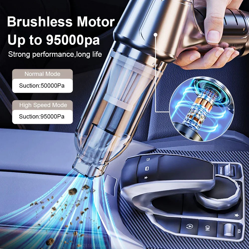 2 in 1 Car Vacuum Cleaner 95000PA Strong Suction Handheld Wireless Vacuum Cleaner Blower Portable Vacuum Cleaner For Car Home