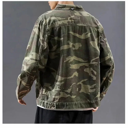 Camouflage Jacket Men's Lightweight Spring Autumn Aviation Sports Jacket Trendy Flight Pattern Denim Baseball Uniform