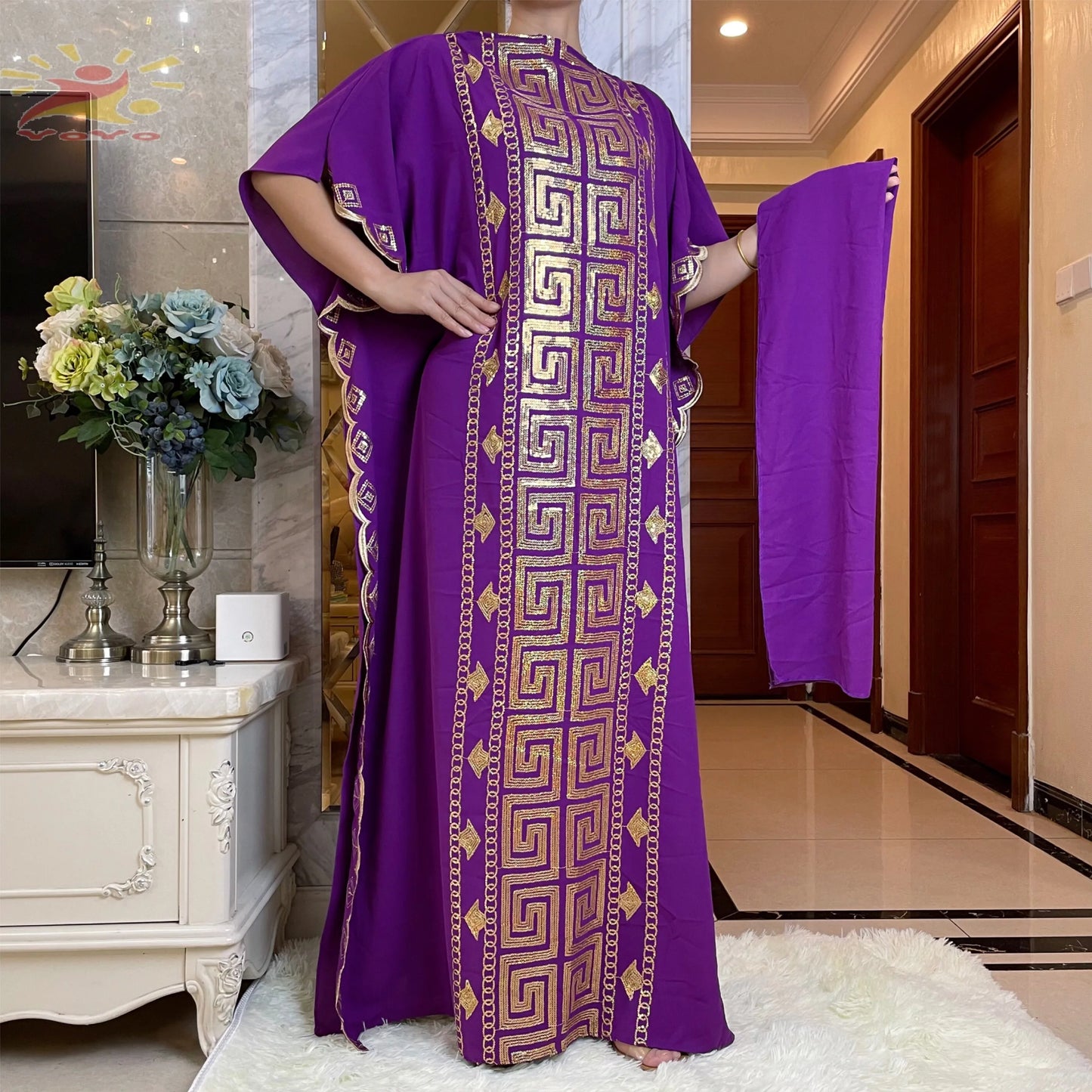 2022Fashion New Abaya African Dubai Turkey Dresse With Scarf High Quality Fabric Sequin Embroidery Long Lady Clothes