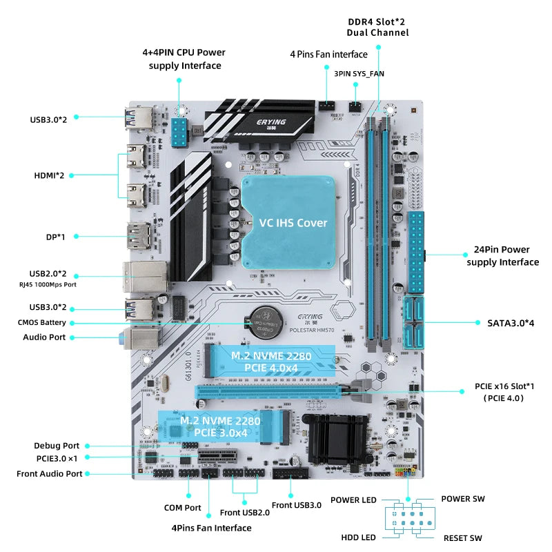 ERYING Gaming PC Motherboard with Onboard CPU Interposer Kit i9 11980HK SRKSZ i9-11980HK 2.6GHz 8C16T DDR4 Upgrade VC IHS Cover