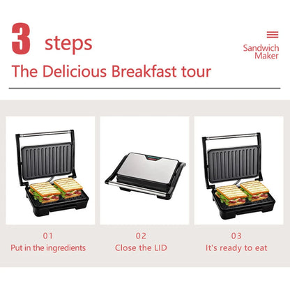 Household Mini Steak Machine Hamburger Fried Egg Electric Sandwich Maker Non Stick Surface Grill Toaster