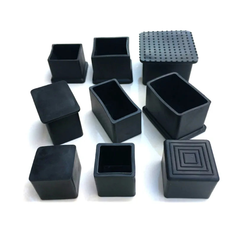 PVC Table Chair Leg Tips Caps Floor Protector Non-slip Floor Square Rubber Feet Pads Black 10x10mm~60x60mm