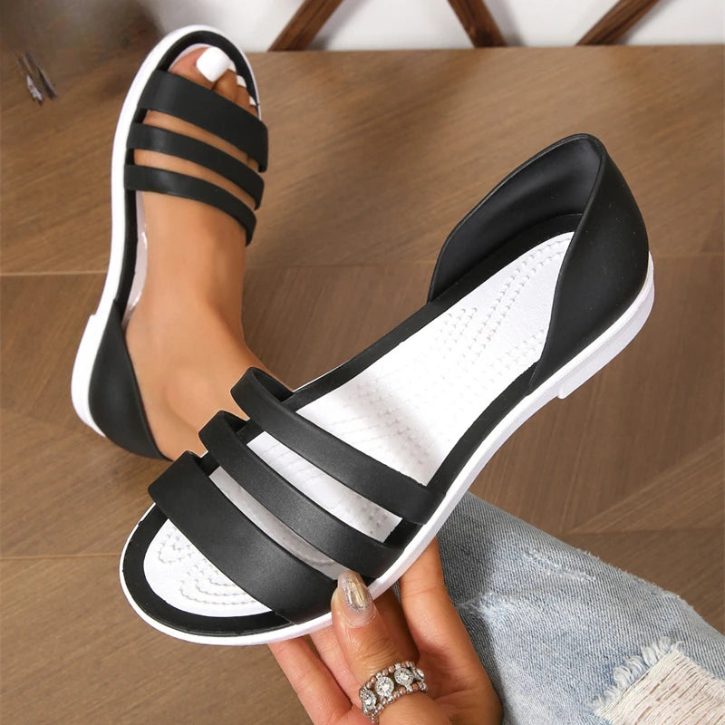 New Style Comfortable Thick-soled Casual Wear-resistant Sexy Elegant Fashion Solid Color Fish Mouth Open Toe Women's Sandals