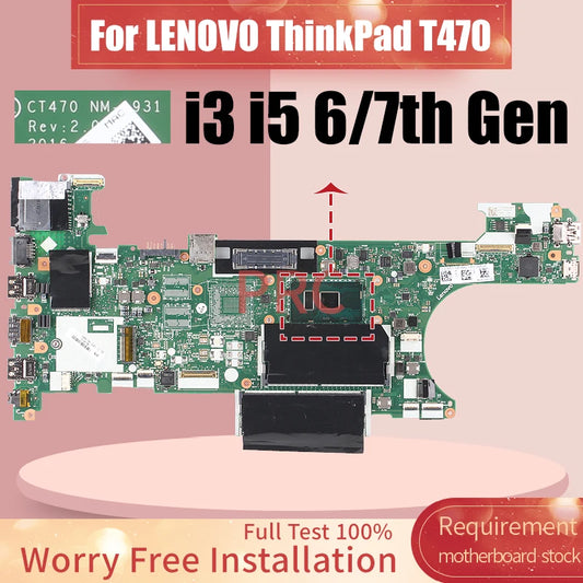 For LENOVO ThinkPad T470 Laptop Motherboard NM-A931 i3 i5 6/7th Gen 01HW539 00UR445 01AX963 01HX648 Notebook Mainboard